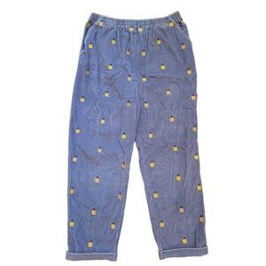 Vintage Appleseeds Corduroy Pants Women's 18 Blue Embroidered Pineapple Fruit